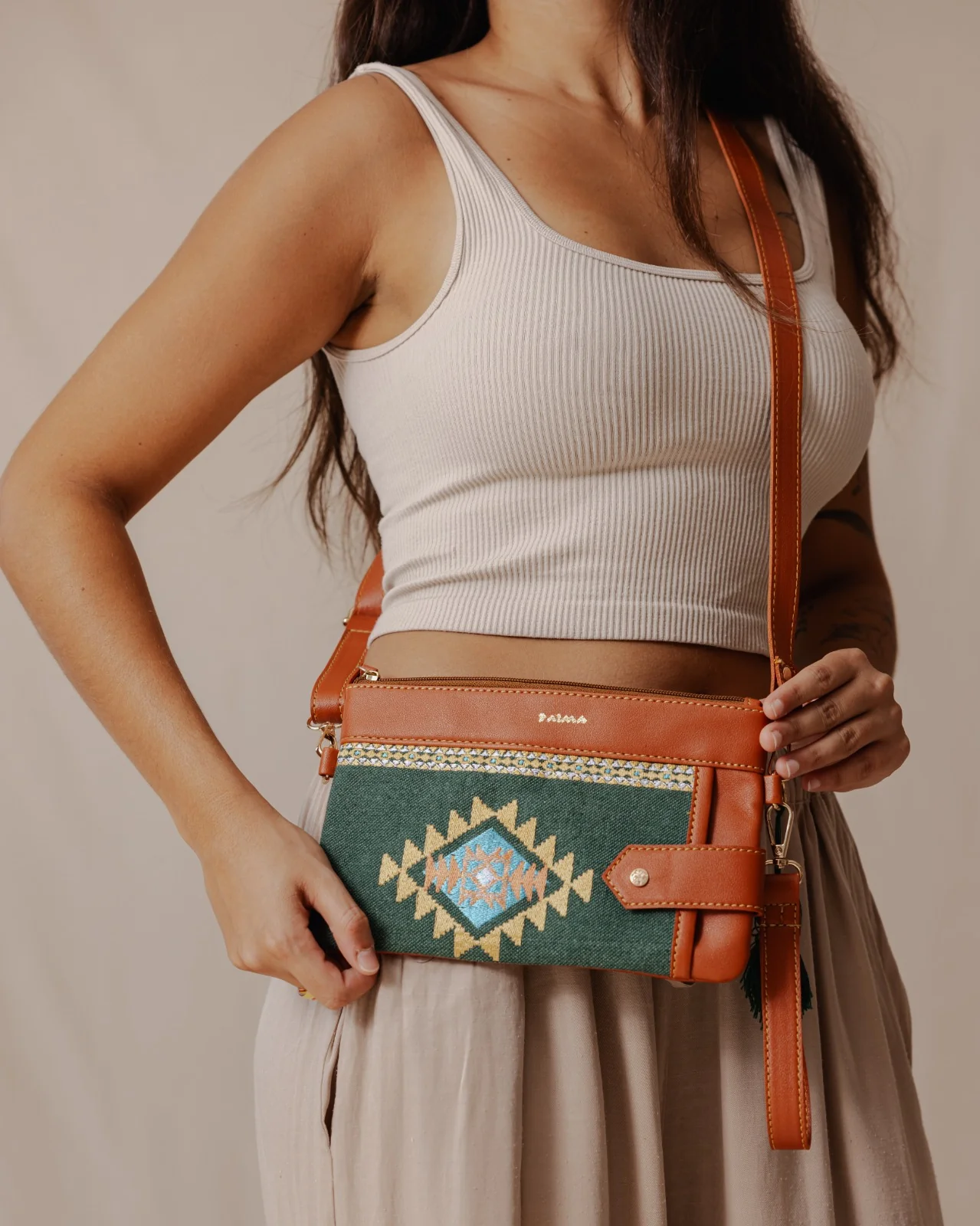 Tribal Tapestry Purse In Olive X Havane - Image 3