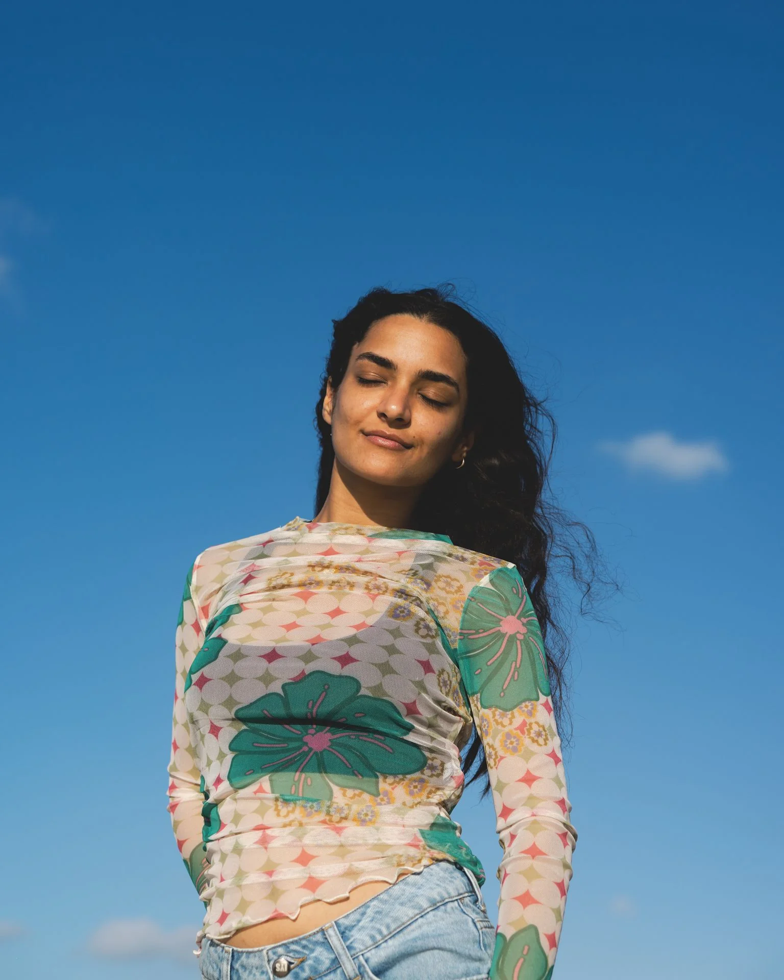 Tropical Mesh Top in Off-White - Image 3