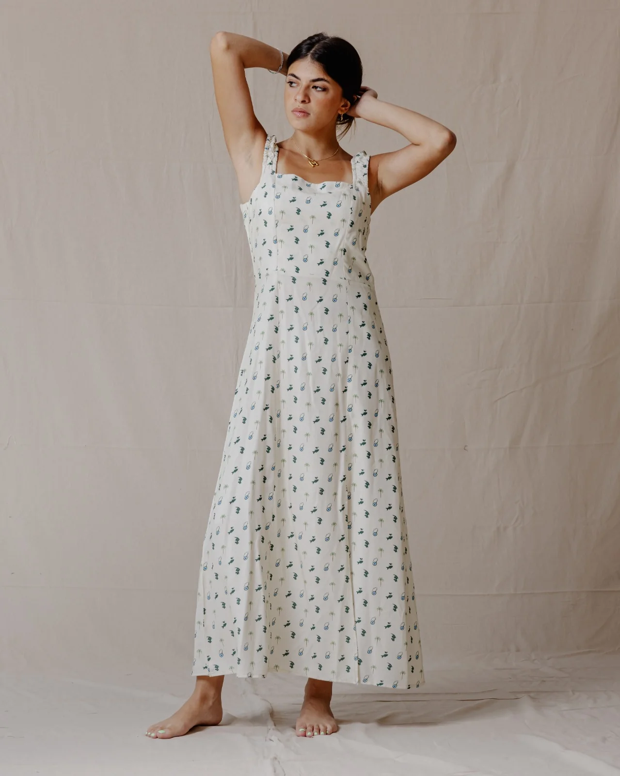 Tropical Nazar Palm Dress Green - Image 4