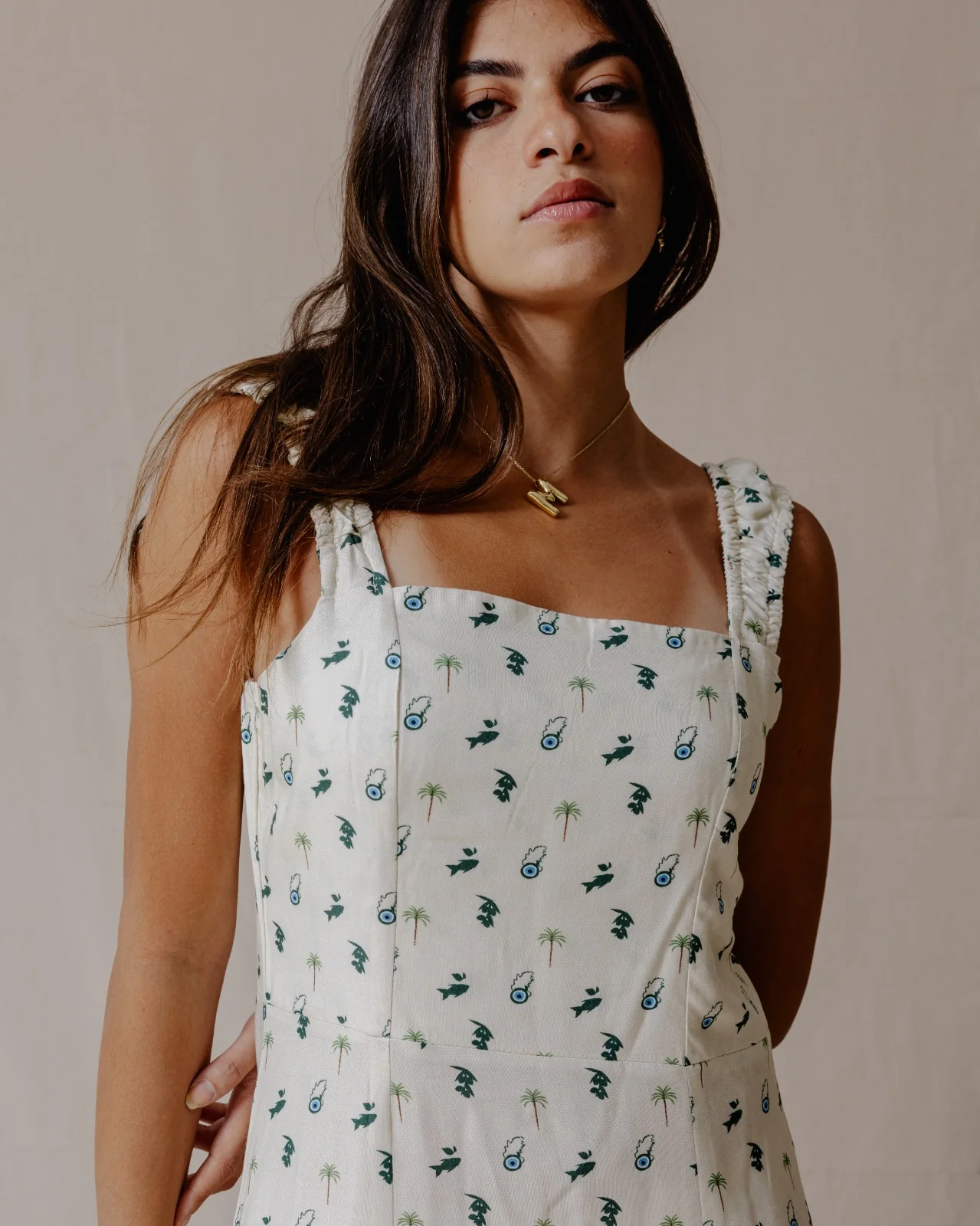 Tropical Nazar Palm Dress Green - Image 8