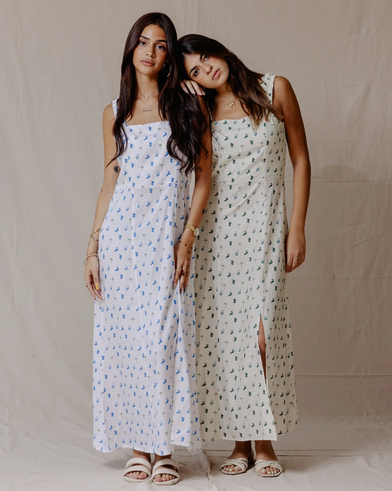 Tropical Nazar Palm Dress Blue - Image 7