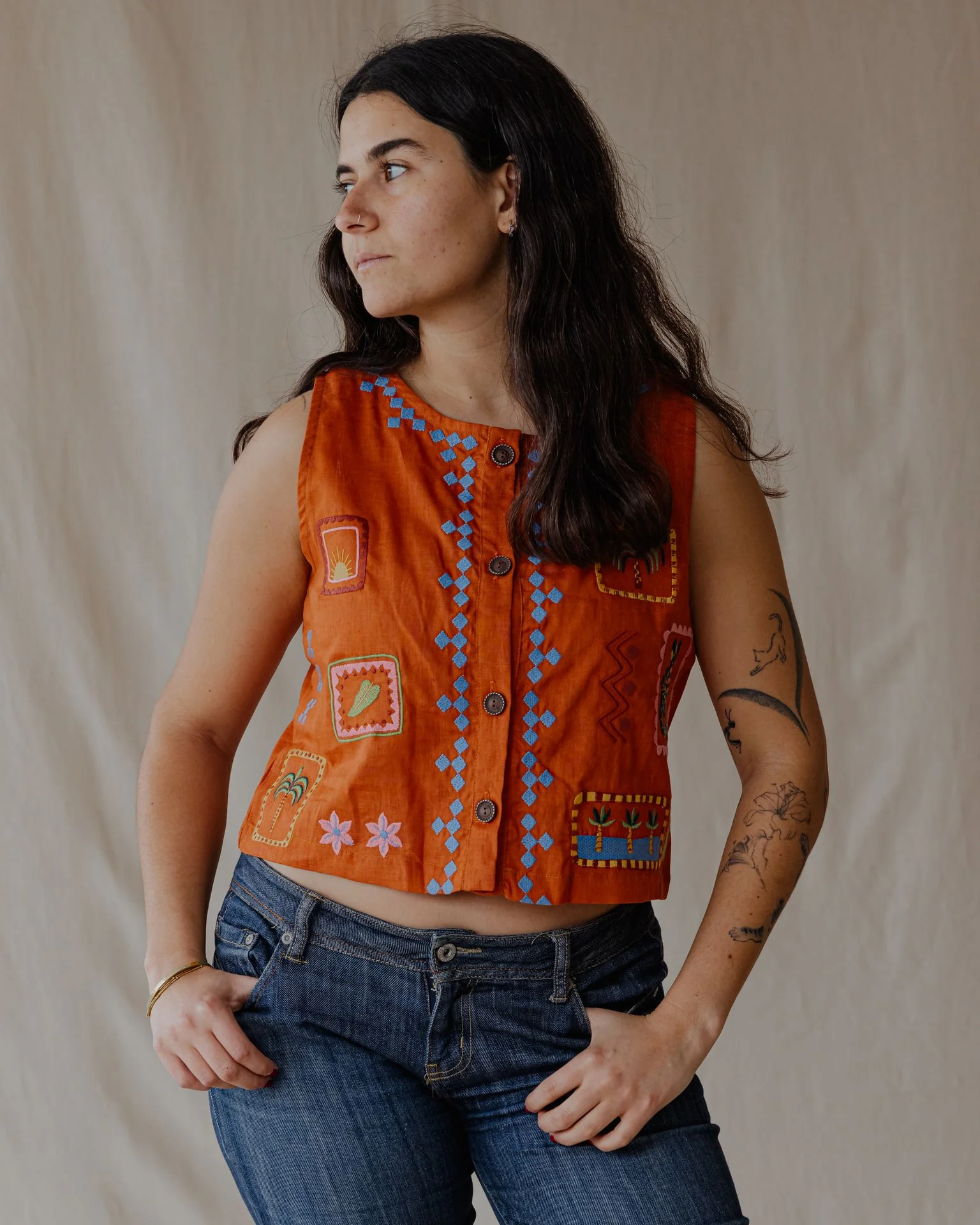 Tropical Threads Vest Orange - Image 2