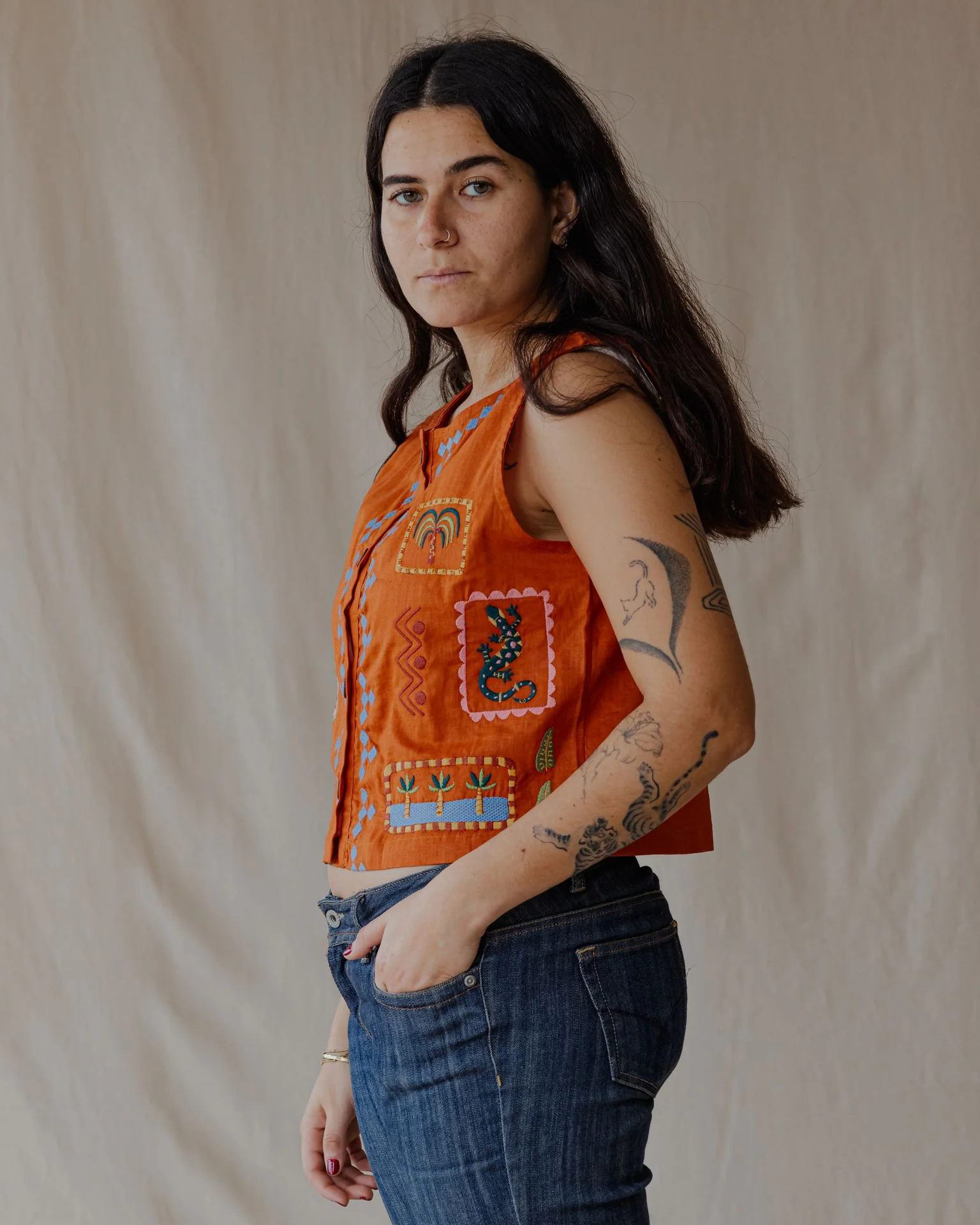 Tropical Threads Vest Orange - Image 3