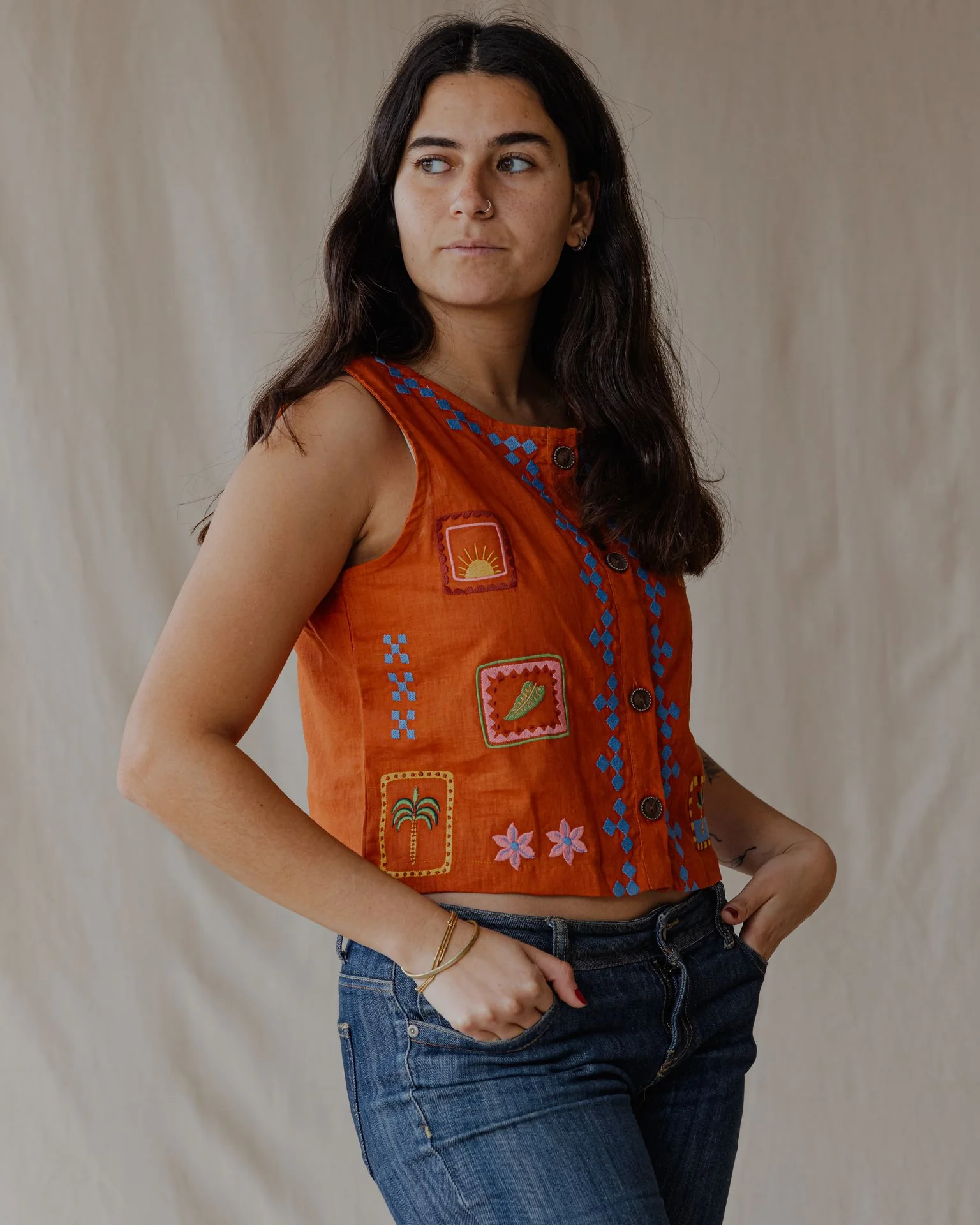 Tropical Threads Vest Orange - Image 4
