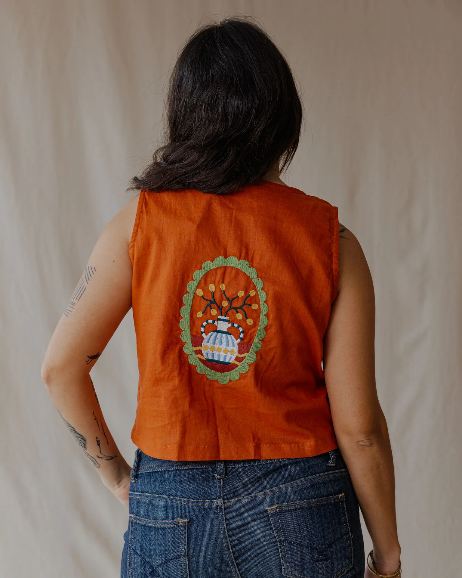 Tropical Threads Vest Orange - Image 5