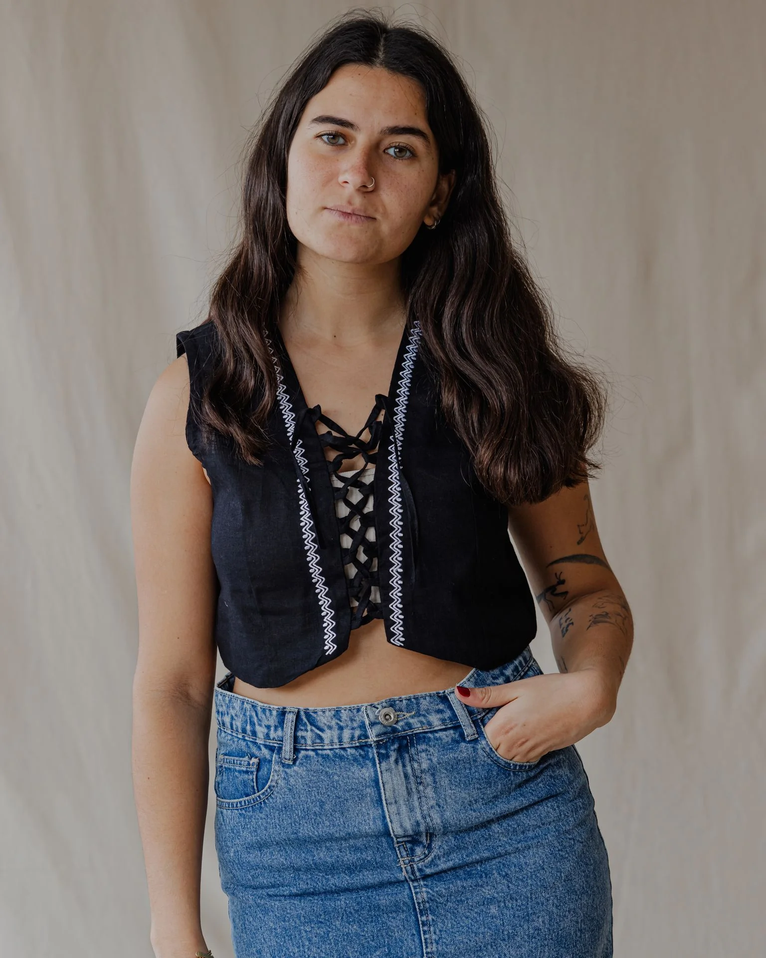 Twisted And Woven Vest Black