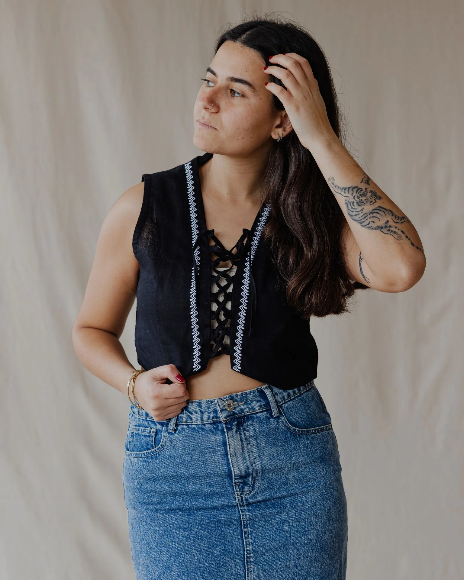 Twisted And Woven Vest Black - Image 3