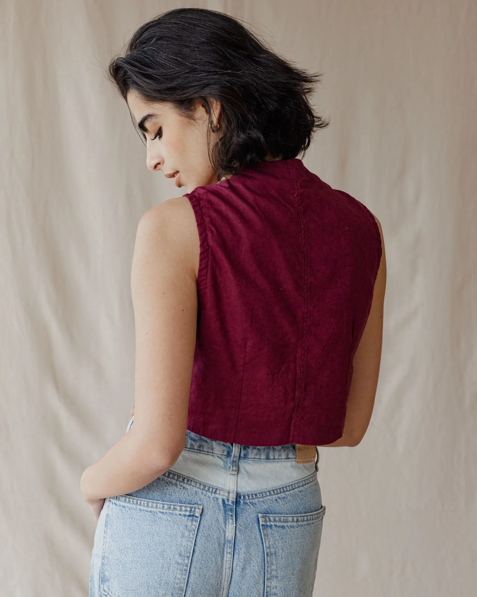 Twisted And Woven Vest Burgundy - Image 4