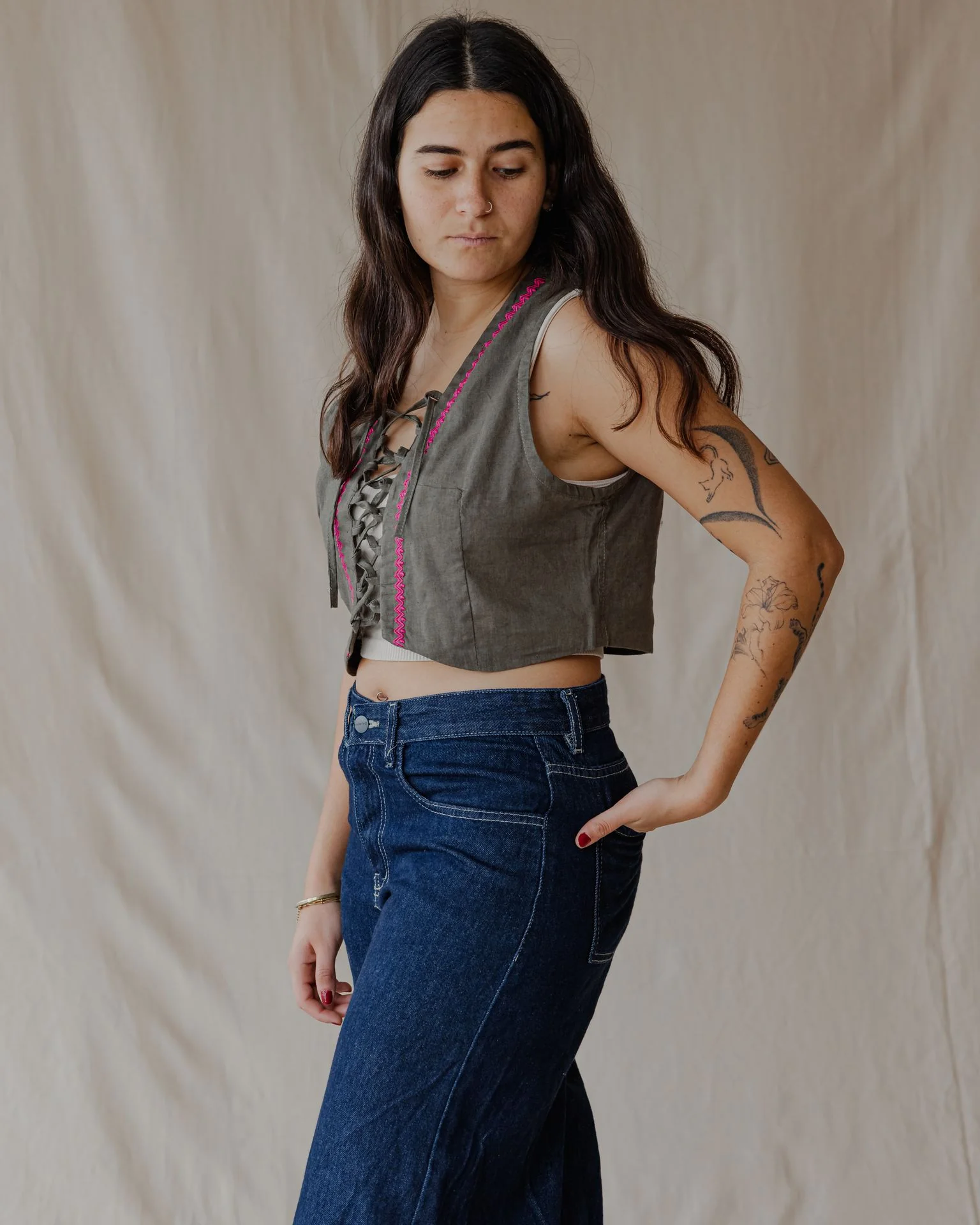 Twisted And Woven Vest Olive - Image 5