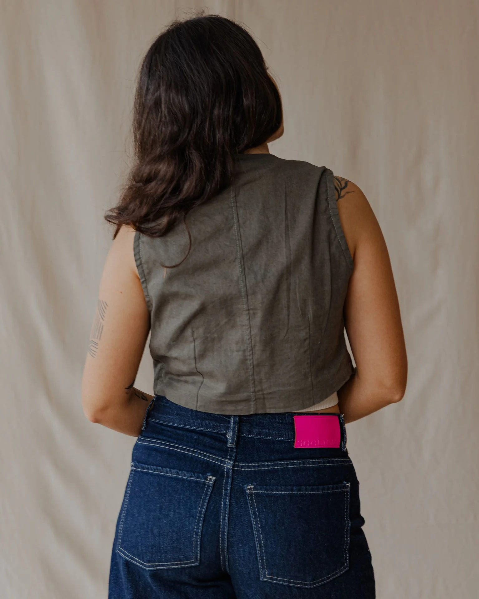 Twisted And Woven Vest Olive - Image 6