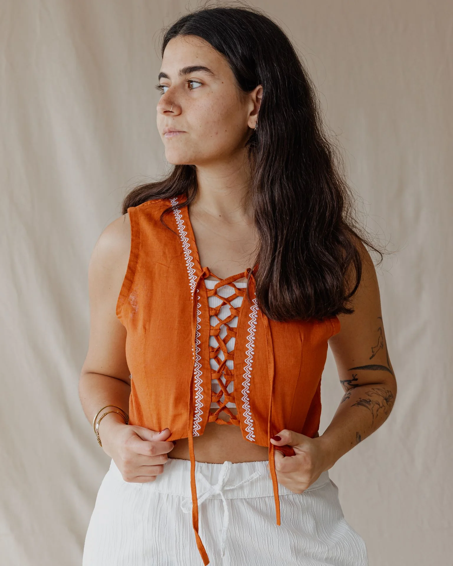 Twisted And Woven Vest Orange - Image 2