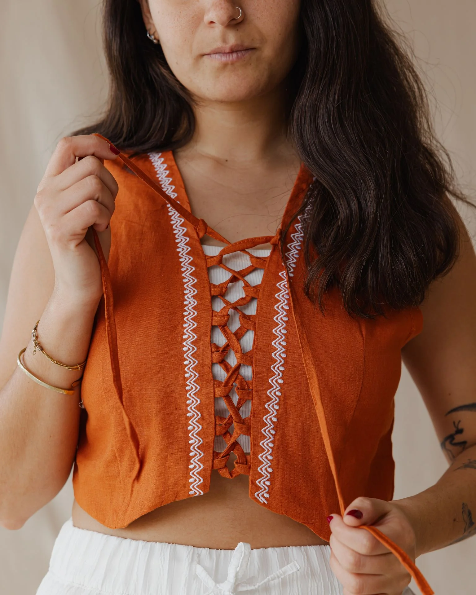 Twisted And Woven Vest Orange - Image 3
