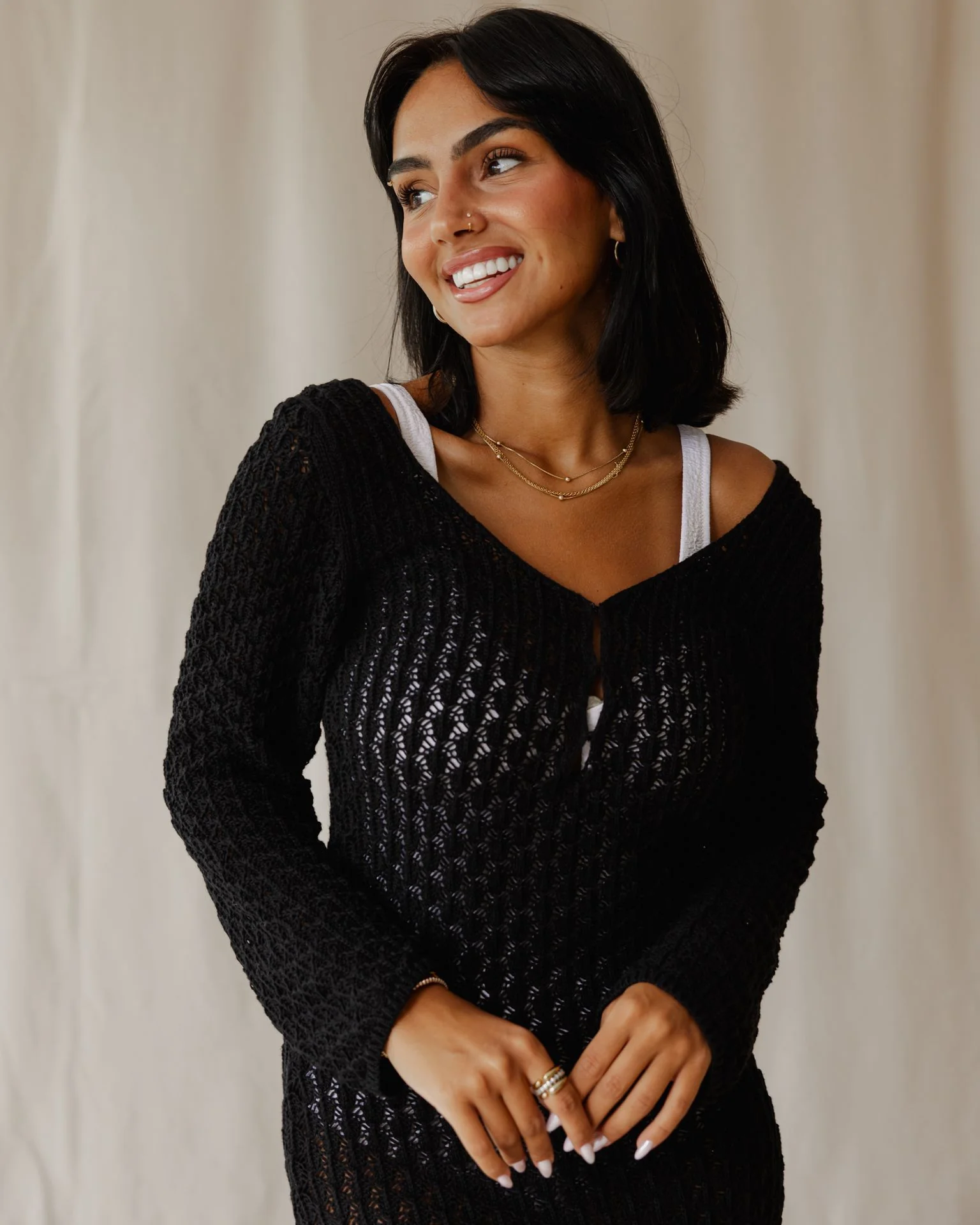 Veloura Black Knit Dress - Image 3