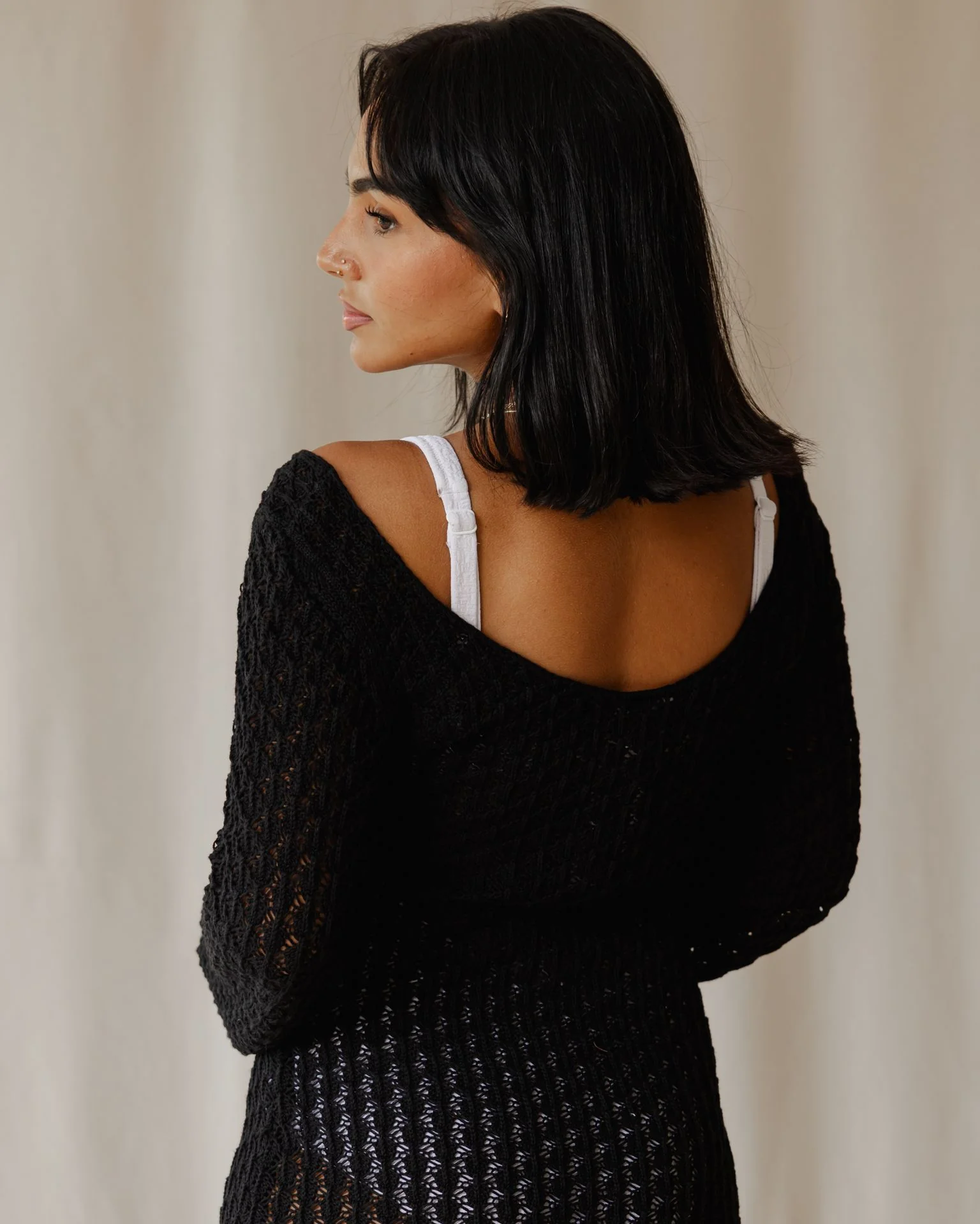Veloura Black Knit Dress - Image 4