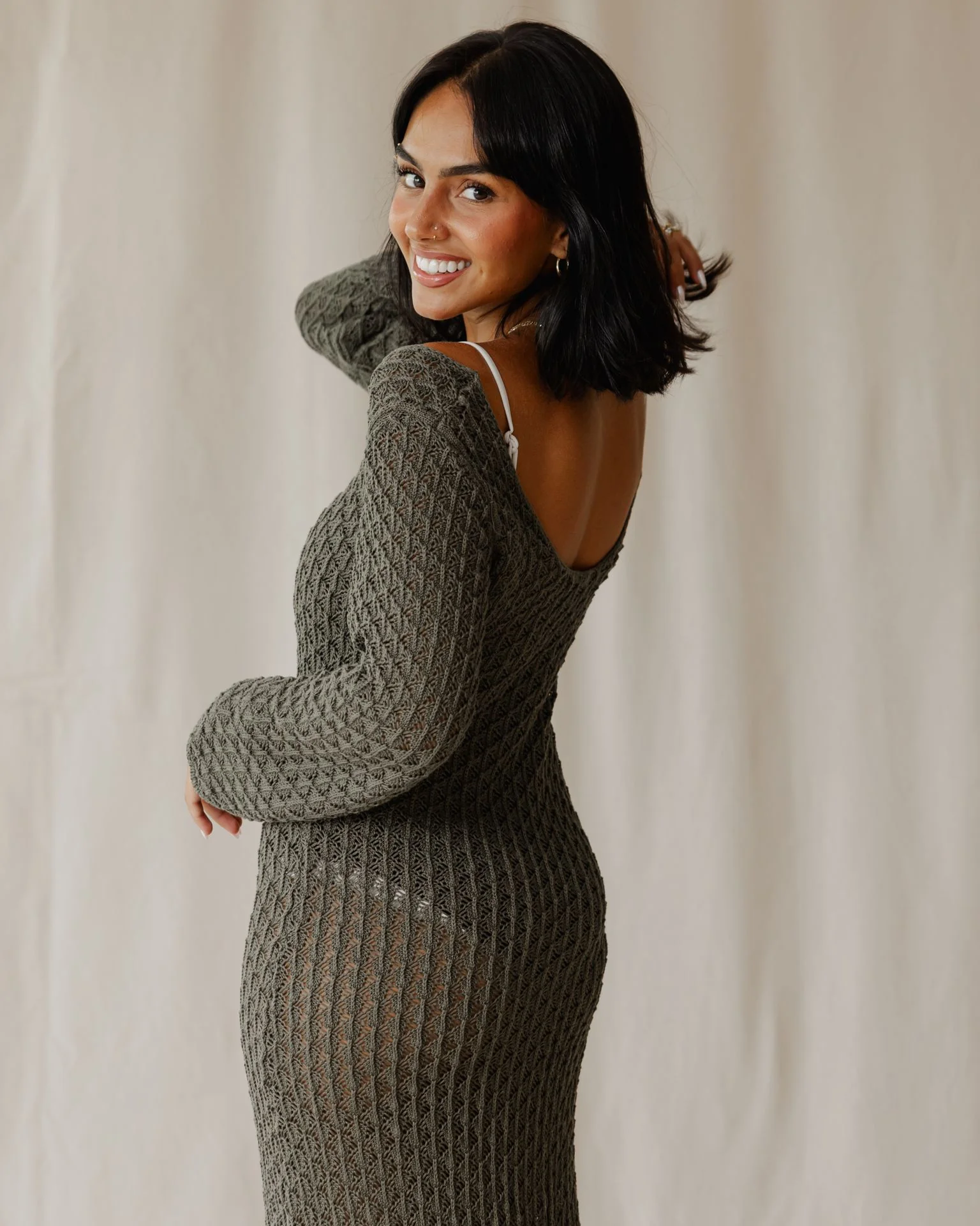 Veloura Olive Knit Dress - Image 5