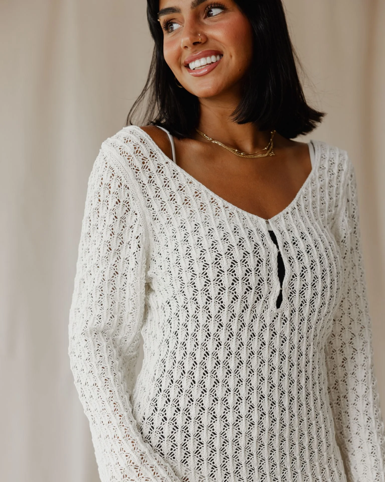 Veloura White Knit Dress - Image 4