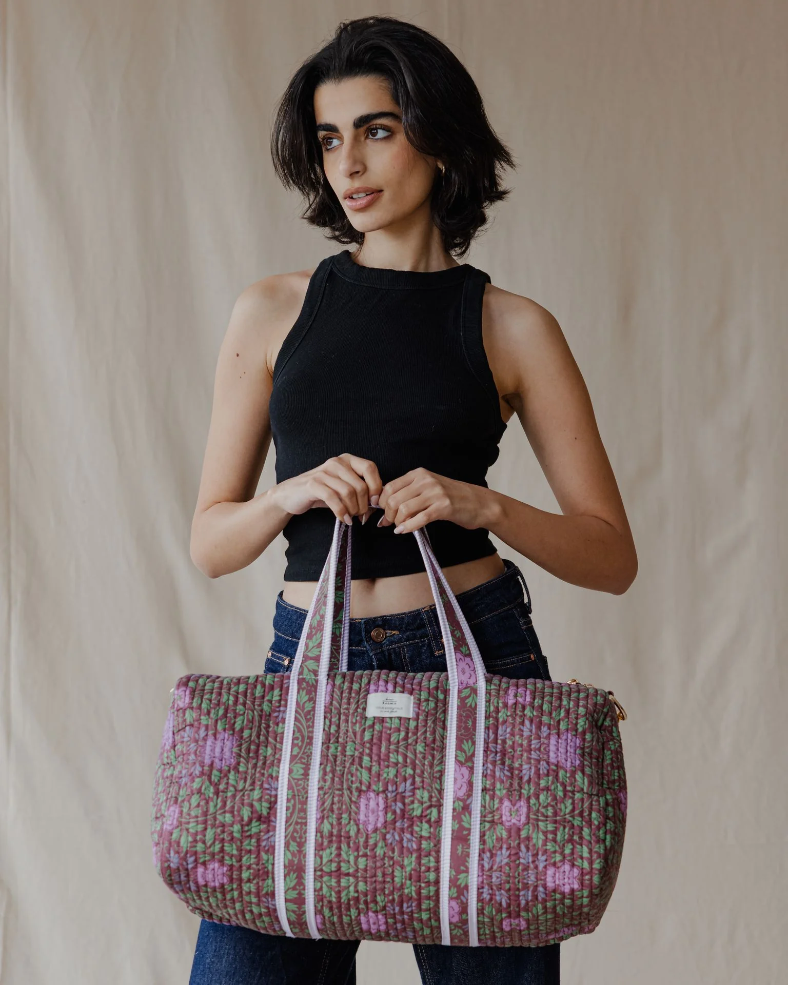 Victorian Patchwork Duffle Bag Burgundy - Image 3