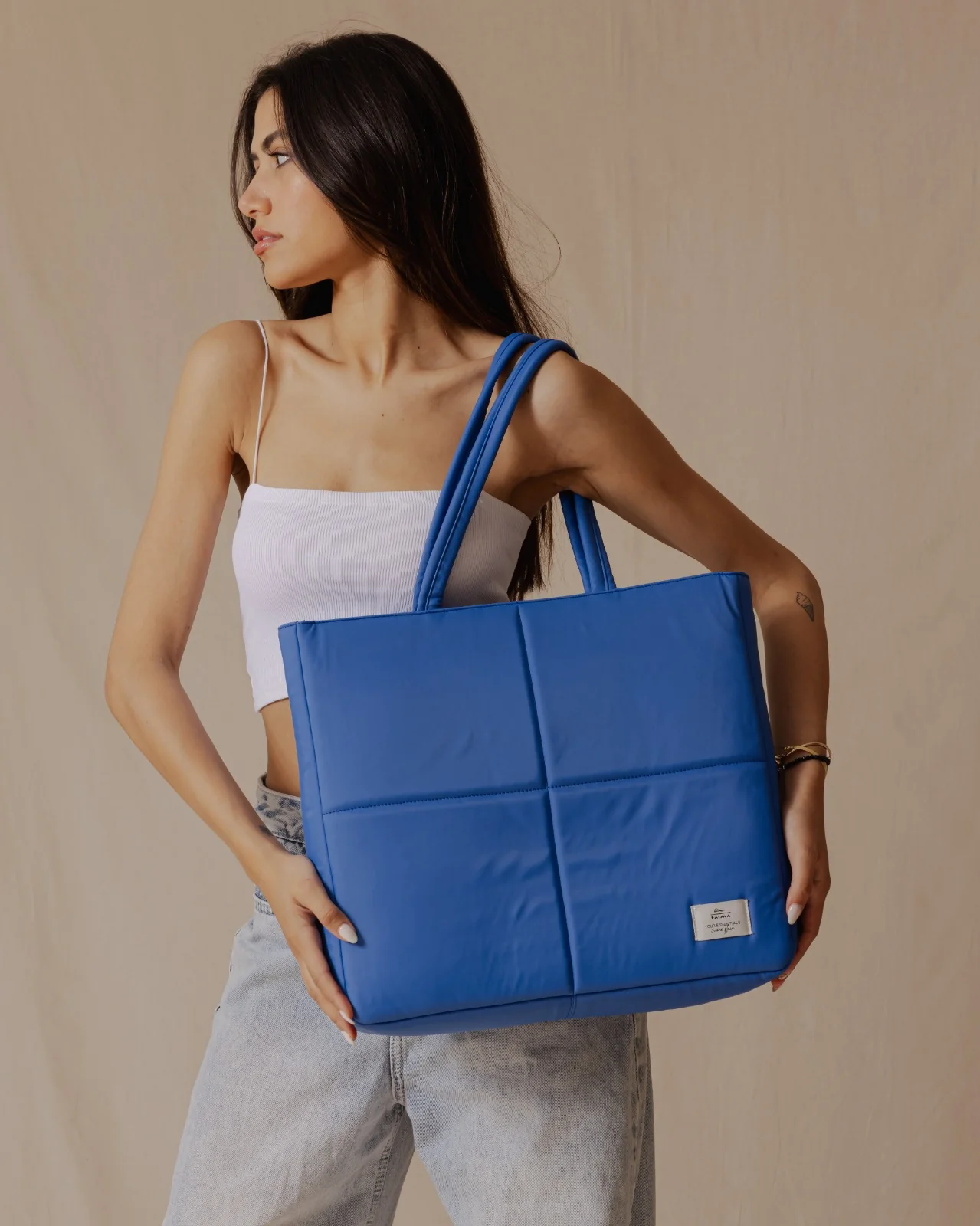 Waterproof Quilted Tote Blue - Image 3