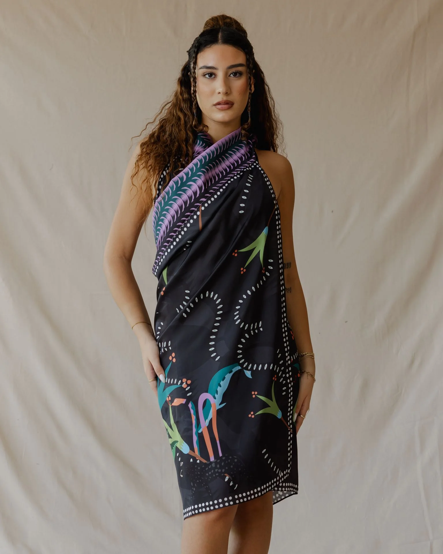 Wild Cats Sarong Black