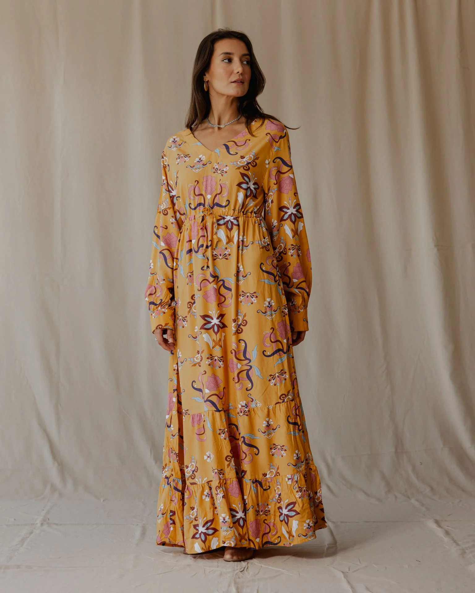 Wildflower Waltz Mustard Dress - Image 2