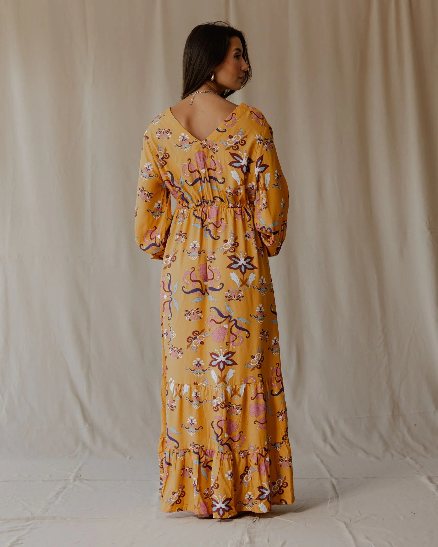 Wildflower Waltz Mustard Dress - Image 3