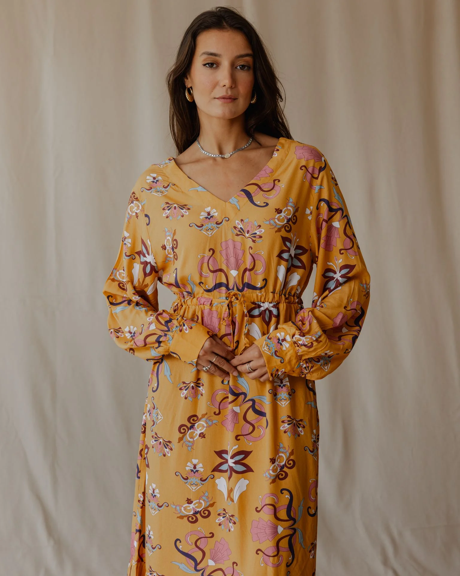 Wildflower Waltz Mustard Dress - Image 4