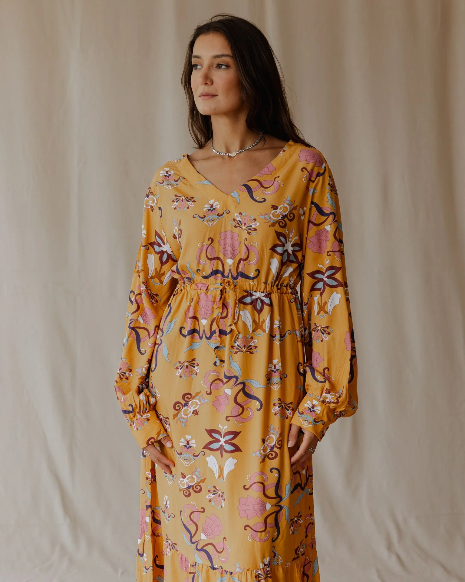 Wildflower Waltz Mustard Dress - Image 5