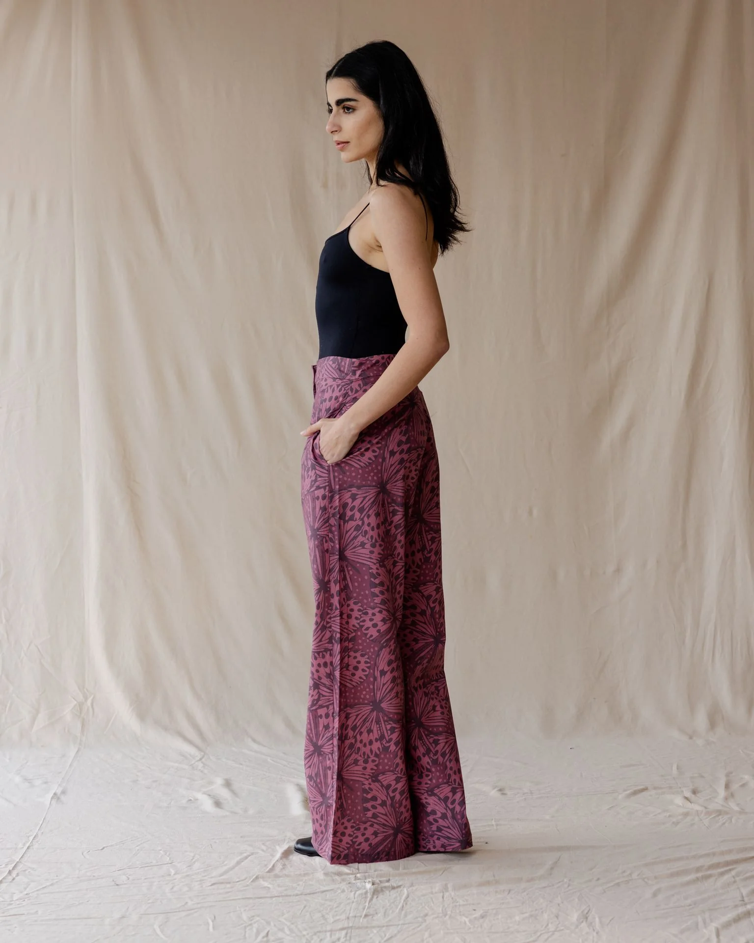 Wings of Bloom Pants In Deep Plum - Image 2