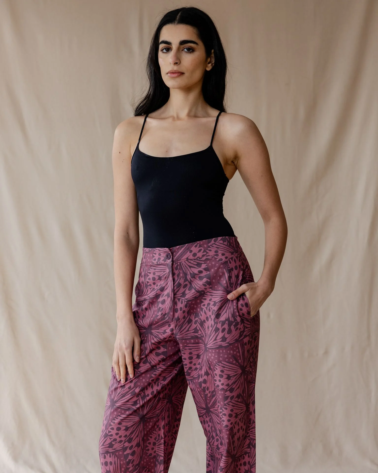 Wings of Bloom Pants In Deep Plum - Image 3